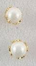 Gold set pearl stud earrings white