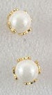 Gold set pearl stud earrings white