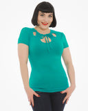 Lindy Bop Tess Teal Jersey Top