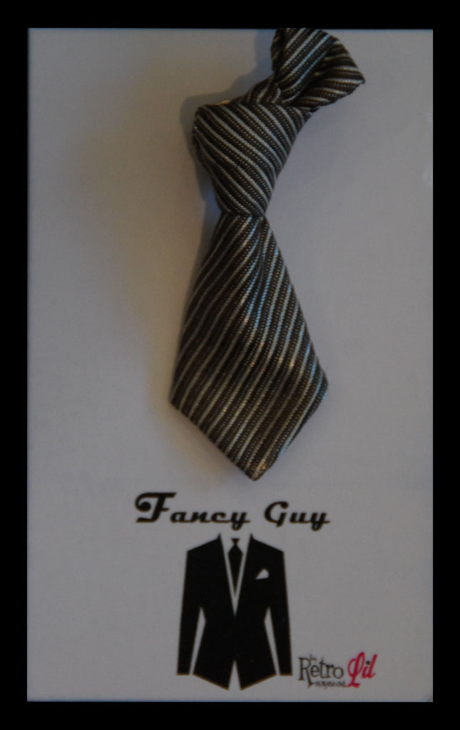 Silver Grey Knotted Tie Lapel Pin - Fancy Guy by Retro Lil